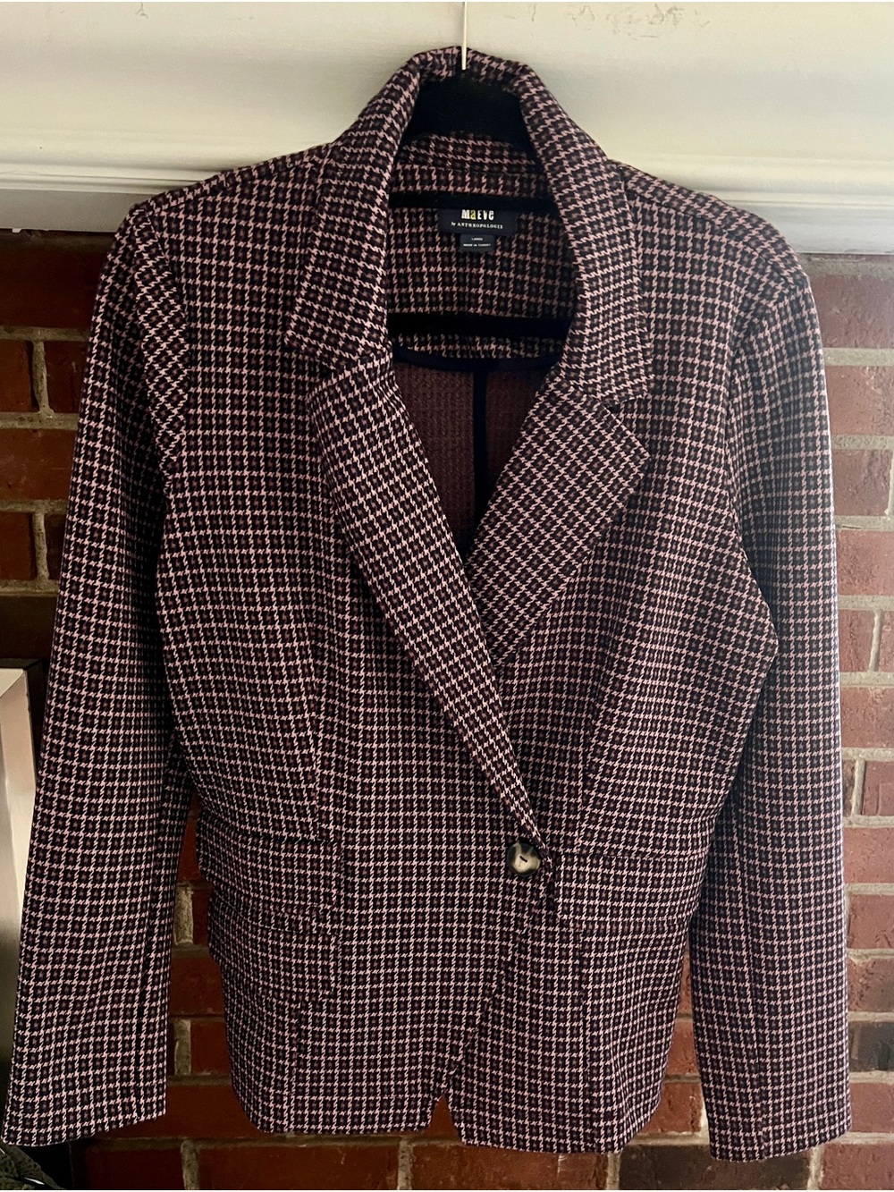 Maeve-Anthropology Houndstooth Single-Button Blazer Sz L